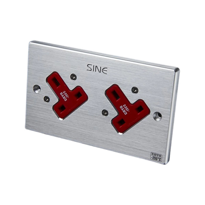 SINE SW-2LP UK Mains Power Wall Socket - Silver - Power Distribution
