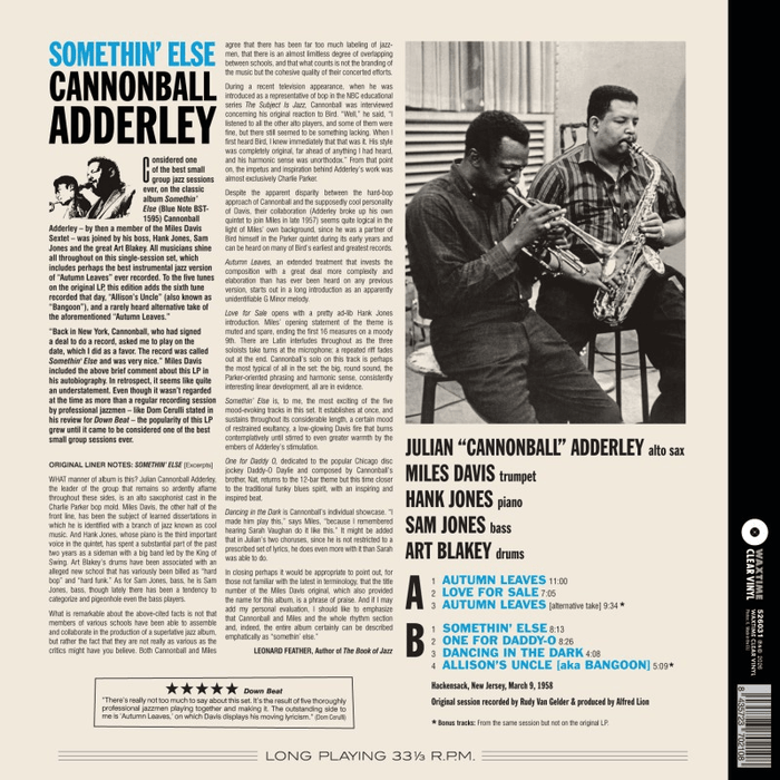 Cannonball Adderley - Somethin' Else | The Audio Co.