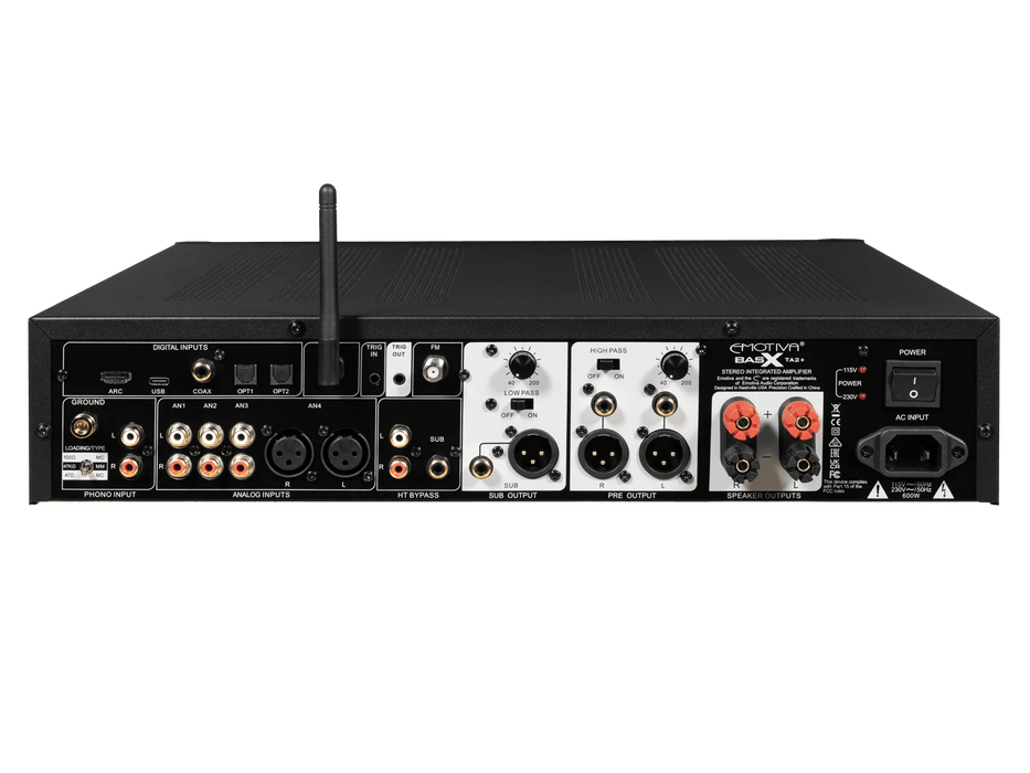 Emotiva BasX TA2+ Stereo Preamp/DAC/Tuner with Integrated Amplifier | The Audio Co.