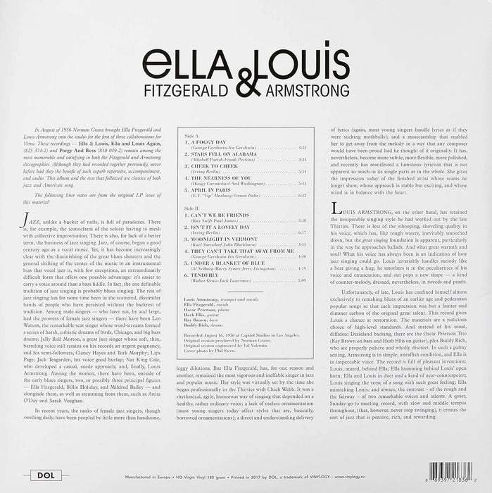 Ella Fitzgerald and Louis Armstrong - Ella & Louis - Gatefold 180g vinyl LP - Music