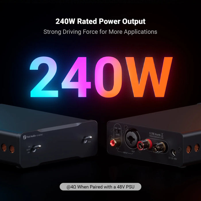 Fosi V3 Mono Monoblock Amplifier [Pair] - V3 Mono Pair + 48V 10A PSU + Power Filter - Power Amplifier