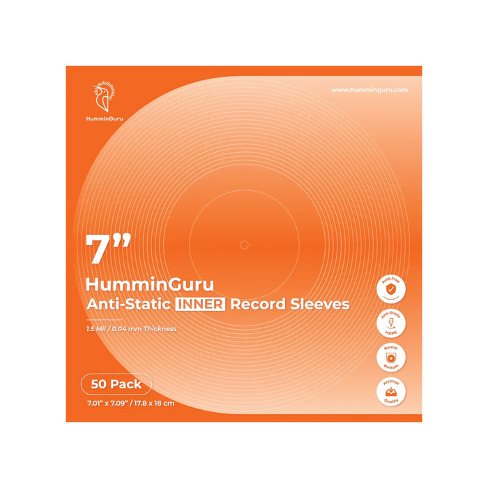 HumminGuru 7’’ Anti-Static Inner Record Sleeves (50 Pack) - 7’’ Record - Home Audio Accessories