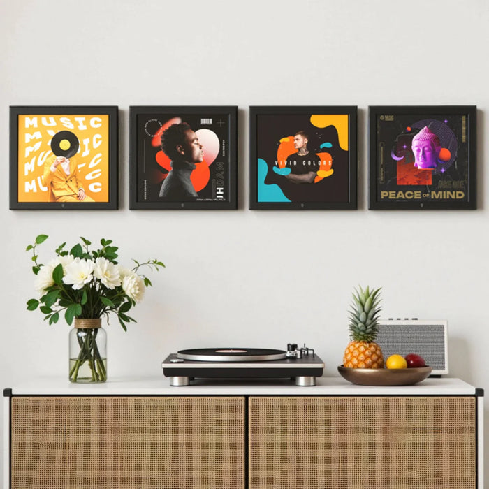 HumminGuru Wall Display Record Frame - Pack of 4 - Home Audio Accessories
