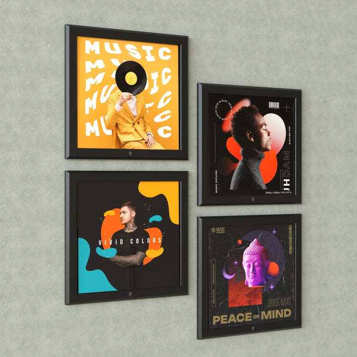 HumminGuru Wall Display Record Frame - Pack of 4 - Home Audio Accessories