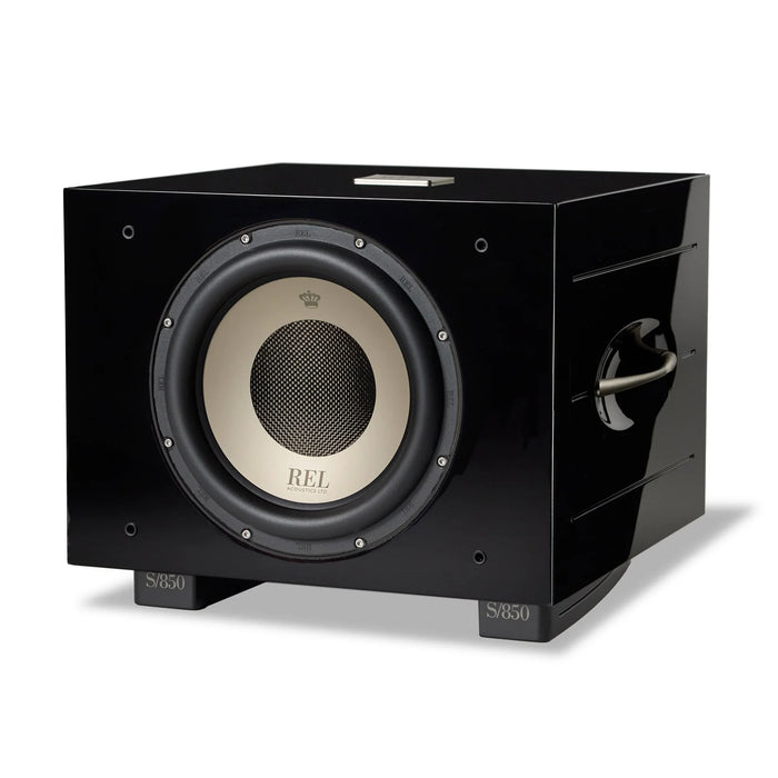 REL Acoustics S/850 12inch Powered Subwoofer - Piano Black Lacquer - Home Subwoofer