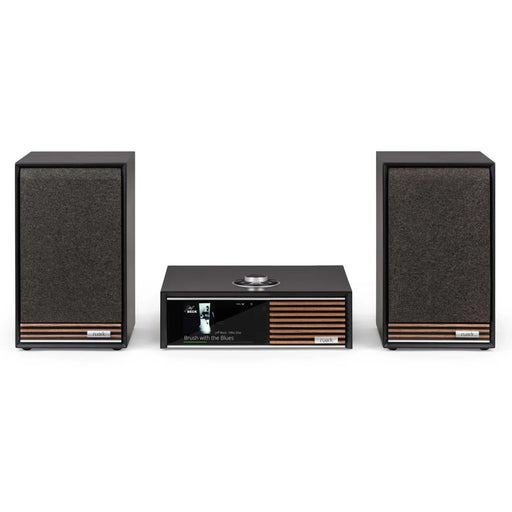 Ruark R610 R610 Music Console System Satin Charcoal lacquer cabinet with Walnut slat trim / Fused Walnut veneer cabinet