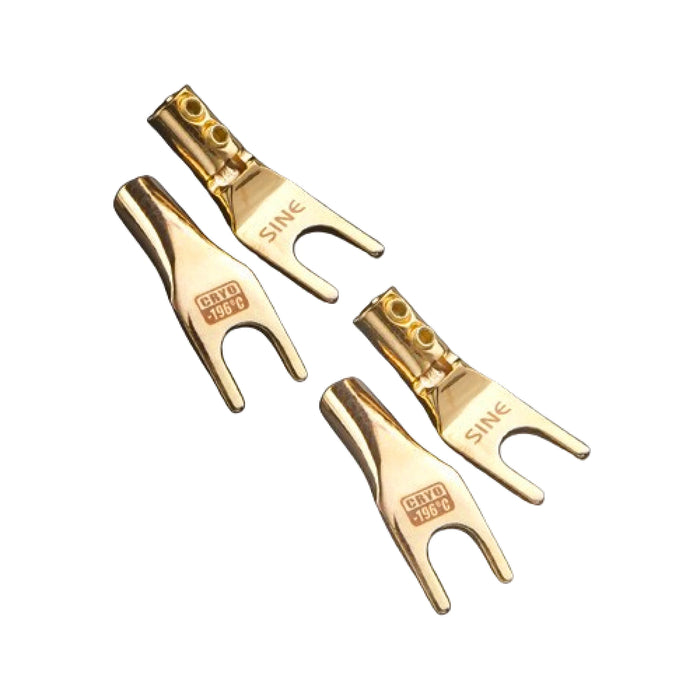 SINE Cryo Spade Connector [Set] - 2 Pairs / 4 pcs / Gold - Home Audio Accessories