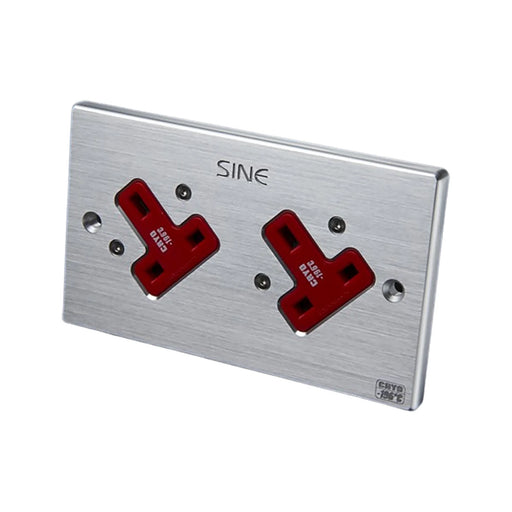 SINE SW-2LP UK Mains Power Wall Socket - Silver - Power Distribution