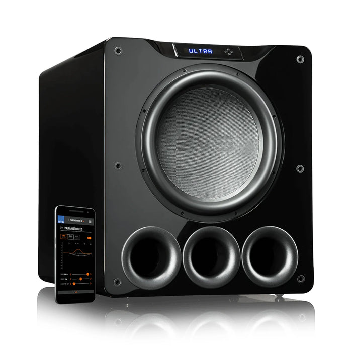 SVS PB 16 Ultra - 16inch Powered Subwoofer - Piano Black Gloss - Home Subwoofer