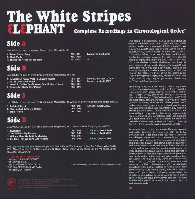 The White Stripes - Elephant - 180g 12inch Vinyl 2LP - Music