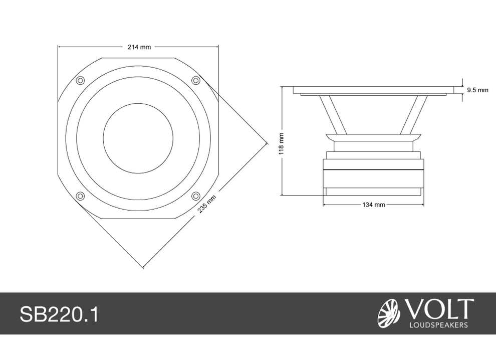 Volt SB220.1 8inch Subwoofer - The Audio Co.