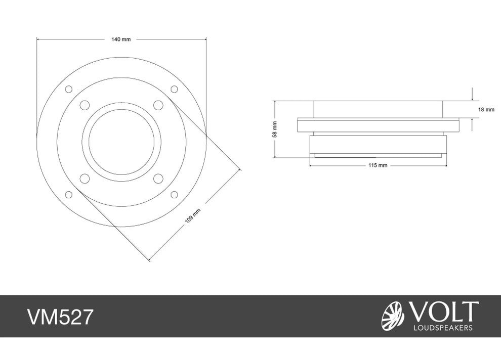 Volt VM527 2inch Soft Dome Midrange - The Audio Co.