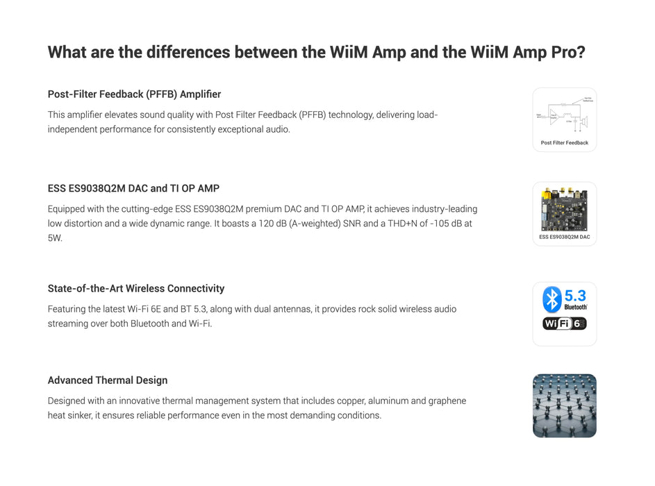 WiiM Amp Pro Streaming Amplifier - Space Gray - Network Amplifier